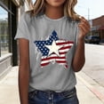 thumbnail image 2 of Short Sleeve T Shirts Women Crew Neck Stars and Stripes 250th Anniversary USA Print Summer Casual Soft Tee Grey S, 2 of 4