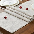 thumbnail image 2 of Spring Table Runner Linen Farmhouse Table Cloth Gray Floral Decorative Table Runners 72 Inch Burlap Botanic Printed Design Handcrafted Flax Coffee Table Decor 1 Panel Verbena Grey on Beige, 2 of 6