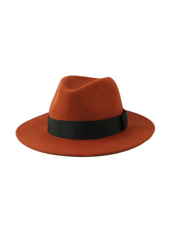 Wool Felt Fedora Classic Panama Hat Wide Brim GN61297 (OrangeBand)
