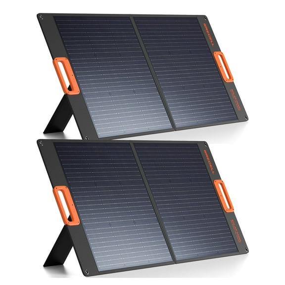Grecell 100W Foldable Solar Panel for Outdoor Camping Van RV Emergency, 2-Pack