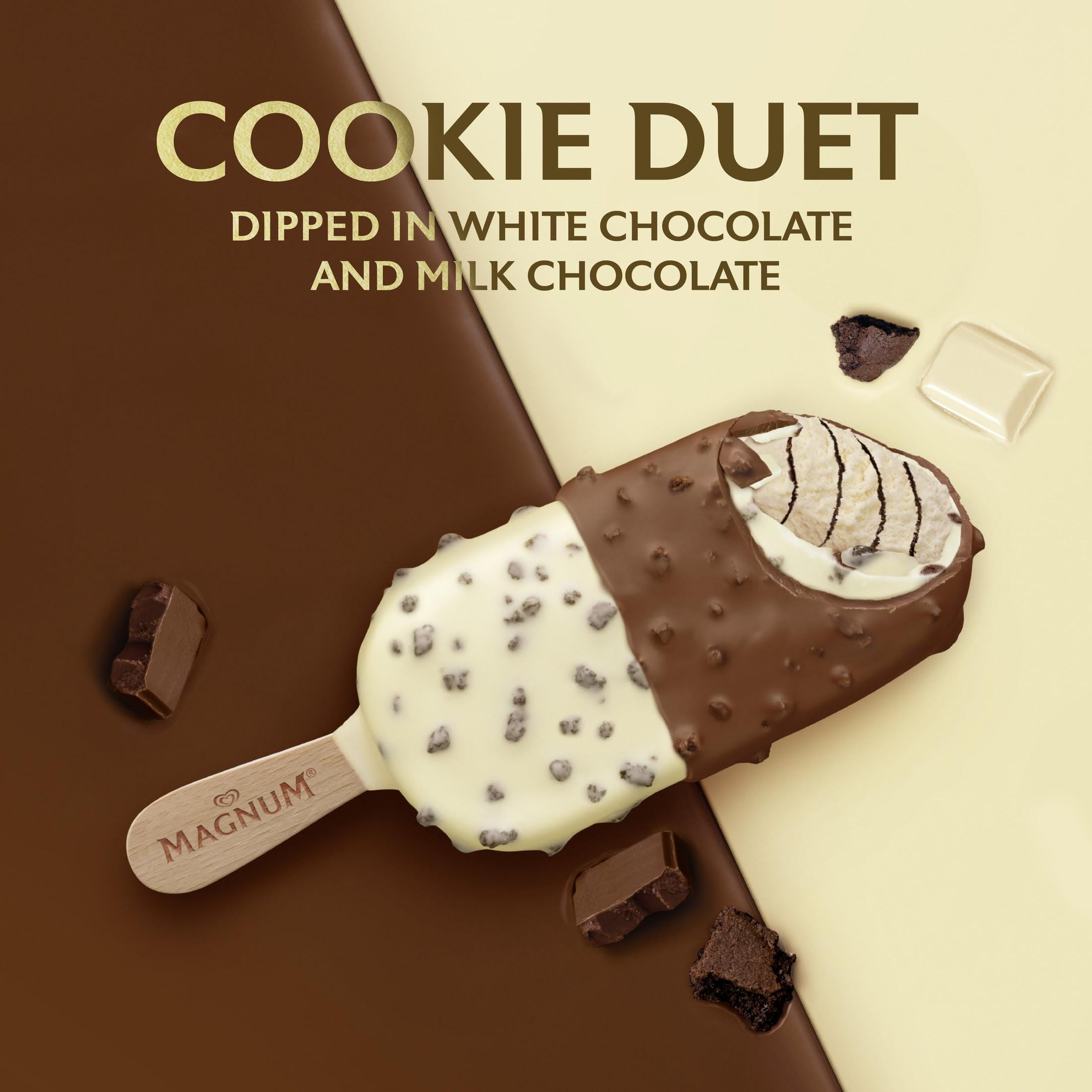 Magnum Creamy Cookie Duet Vanilla Ice Cream Bars Kosher Milk, 3 Count