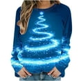 thumbnail image 3 of Feancey Graphic Womens Novelty Sweatshirts Fashion Xmas Tree Printed Long Sleeve Tunic Sweatshirt Loose Fit Casual Crewneck Pullover Tops Blue L, 3 of 7