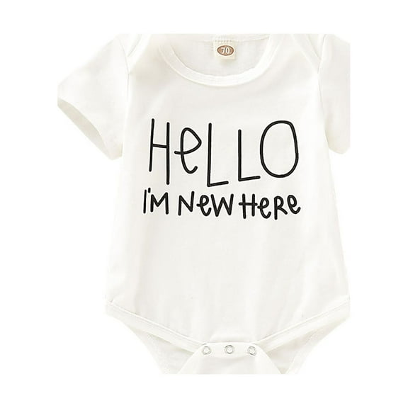 9 Months Baby Girls Clothes 12 Months Infant Girls One-piece Romper Bodysuit Letter Print Short Sleeve Romper Bodysuit White