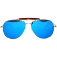 thumbnail image 2 of OWL Aviator Sunglasses Gold Metal Frame with Browbar for Men and Women, 2 of 4