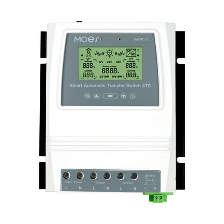 

MOES BT Intelligent Dual Power Controller 80A 16KW ATS Automatic Transfer Switch for Off-Grid Solar Wind System Switching Between 122448V 110220V Support APP Remote Control