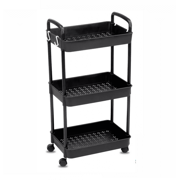 Carrito Auxiliar Organizador Multiusos 3 Niveles Plastico Negro