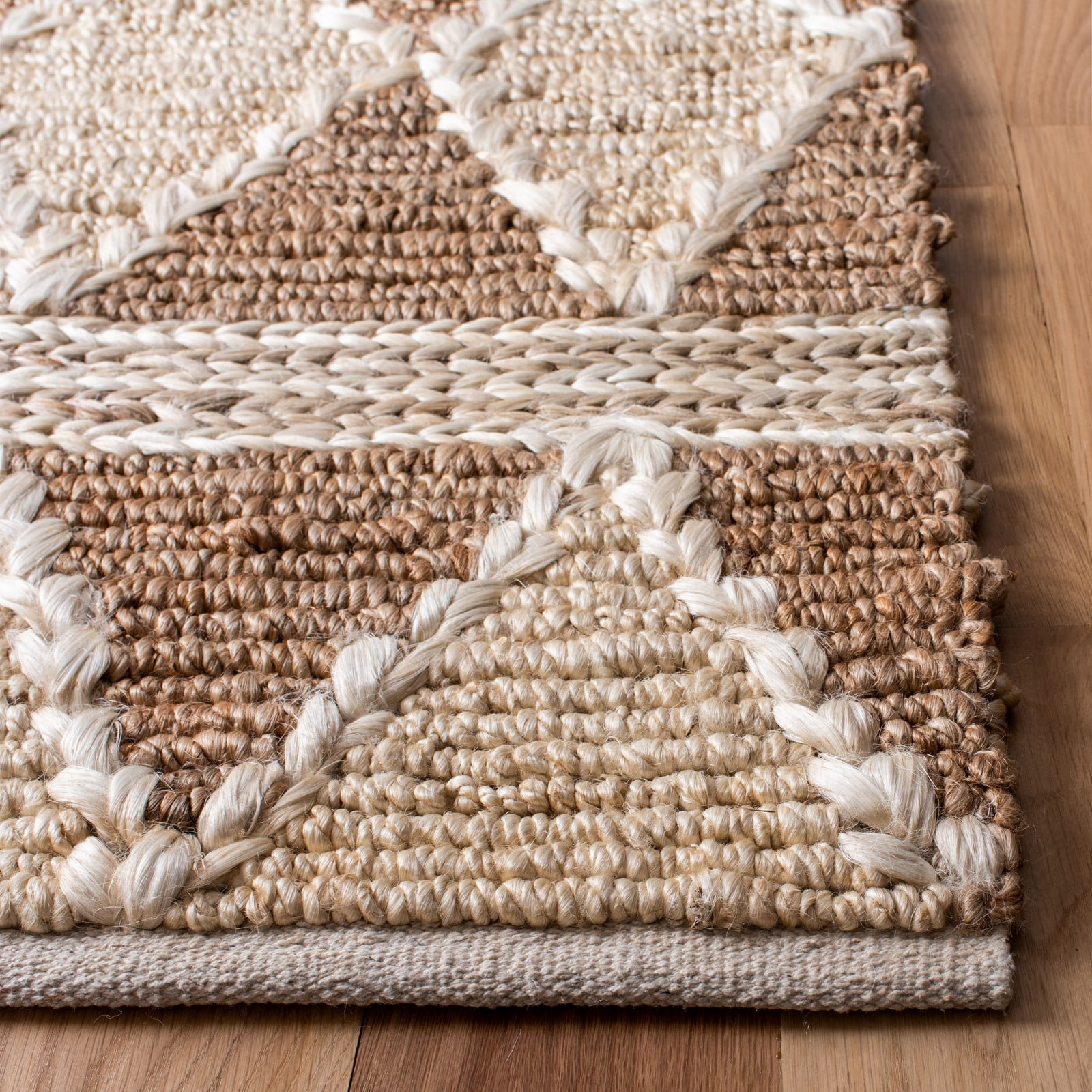 SAFAVIEH Natural Fiber Serenity Geometric Jute Area Rug, Brown/Beige, 9' x 12'