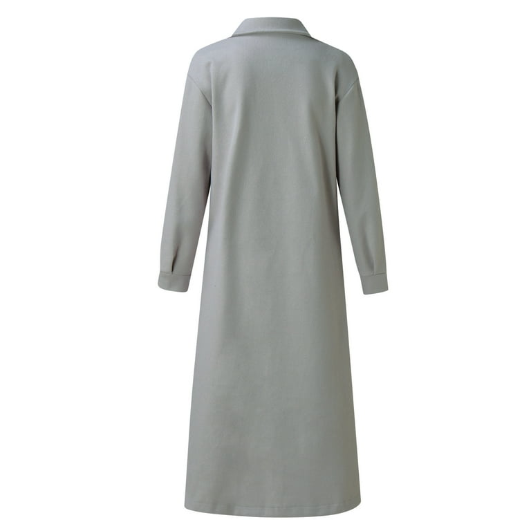 MRULIC coat for women Women's Wool Thin Coat Trench Jacket Ladies Slim Long  Overcoat Outwear Women's Jackets Coats Grey + L