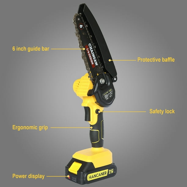 Hancaner Chainsaw 6 Inch Electric Chainsaw Cordless Chain Saw