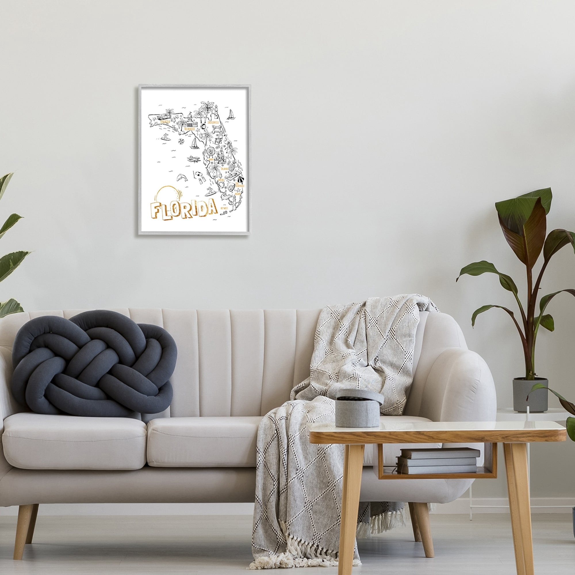 Stupell Industries Florida State Drawing Destinations Map Diagram , 16 x 20, Design by Ziwei Li