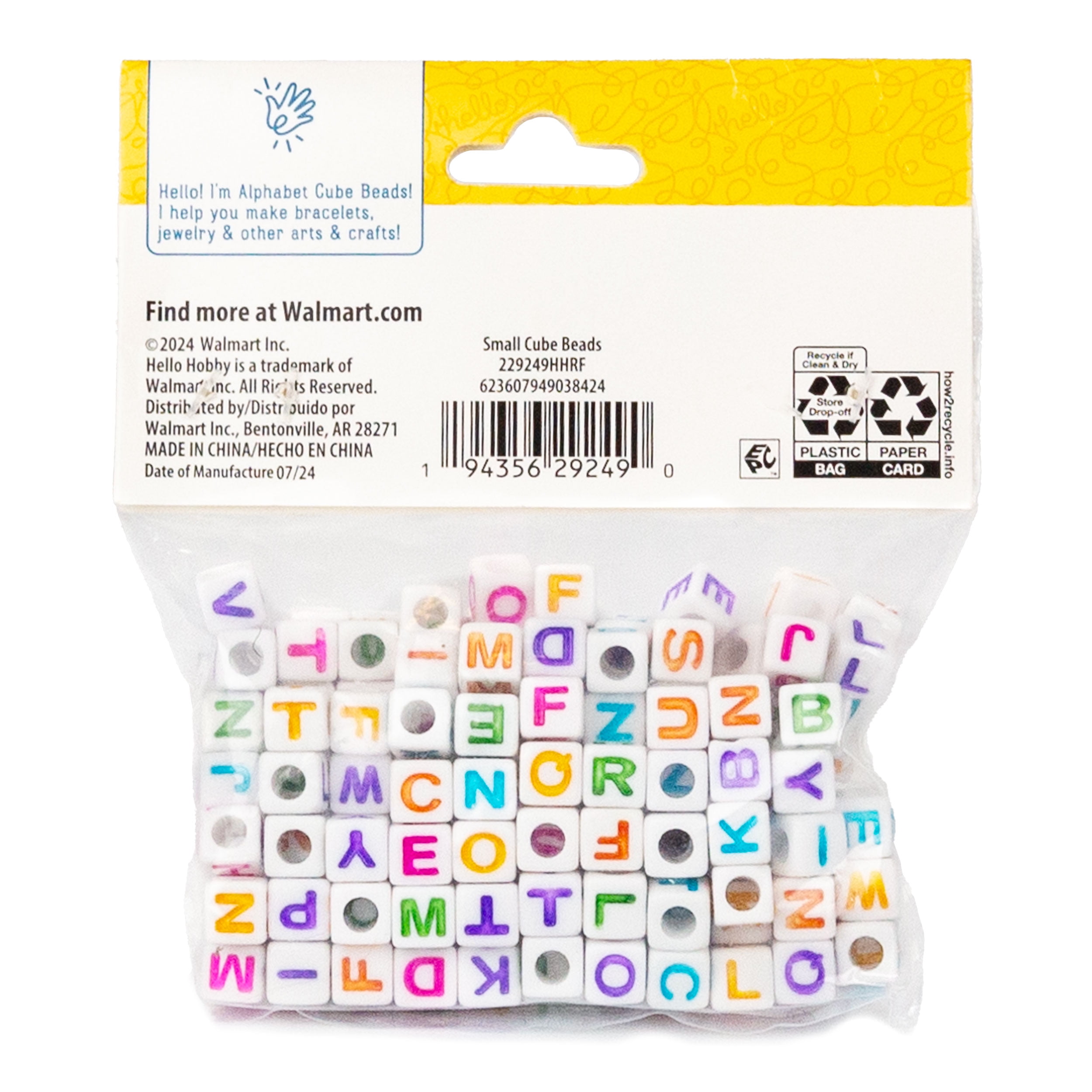 (4 pack) Hello Hobby Bright Alphabet Cube Beads, Boys and Girls, Child, Ages 6+