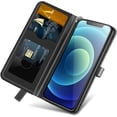 thumbnail image 4 of Wallet Case for iPhone 16 Pro Max Case Women Leather Flip with Wrist Strap Magnetic with Card Holder Adjustable Stand Protective Case for iPhone 16 Pro Max 6.9 inch Life Tree Black, 4 of 14