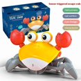 thumbnail image 1 of Baby bath water toy, Crawling Crab Baby Toy, Upgraded Tummy Time Gifts for Newborn Babies 3-6 6-12 Month, Light-Up Walking Dancing Moving Crab with Music & Obstacle Avoidance, Rechargeable (Orange), 1 of 5