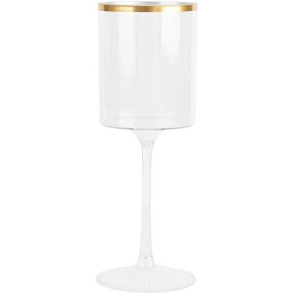 EcoQuality 14 oz Clear Round Wine Glasses with Gold Rim – Elegant, Durable Glassware for Wine, Champagne, Special Occasions – Perfect for Weddings, Parties, Formal Events (30)