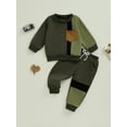 thumbnail image 4 of Kid Toddler Boys Pants Clothing Set 6 12 18 24 Motnhs 2T 3T 4T Contrast Color Long Sleeve Round Neck Sweatshirt Drawstring Pocket Long Pants Outfits, 4 of 9