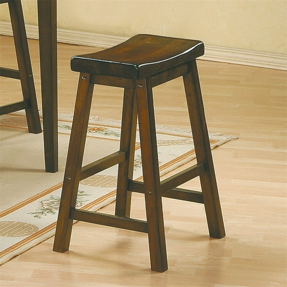 Nmkwnr 29" Wood Frame Counter Height Bar Stools for Dining Room, Bar, Wine Red, 2 Pack