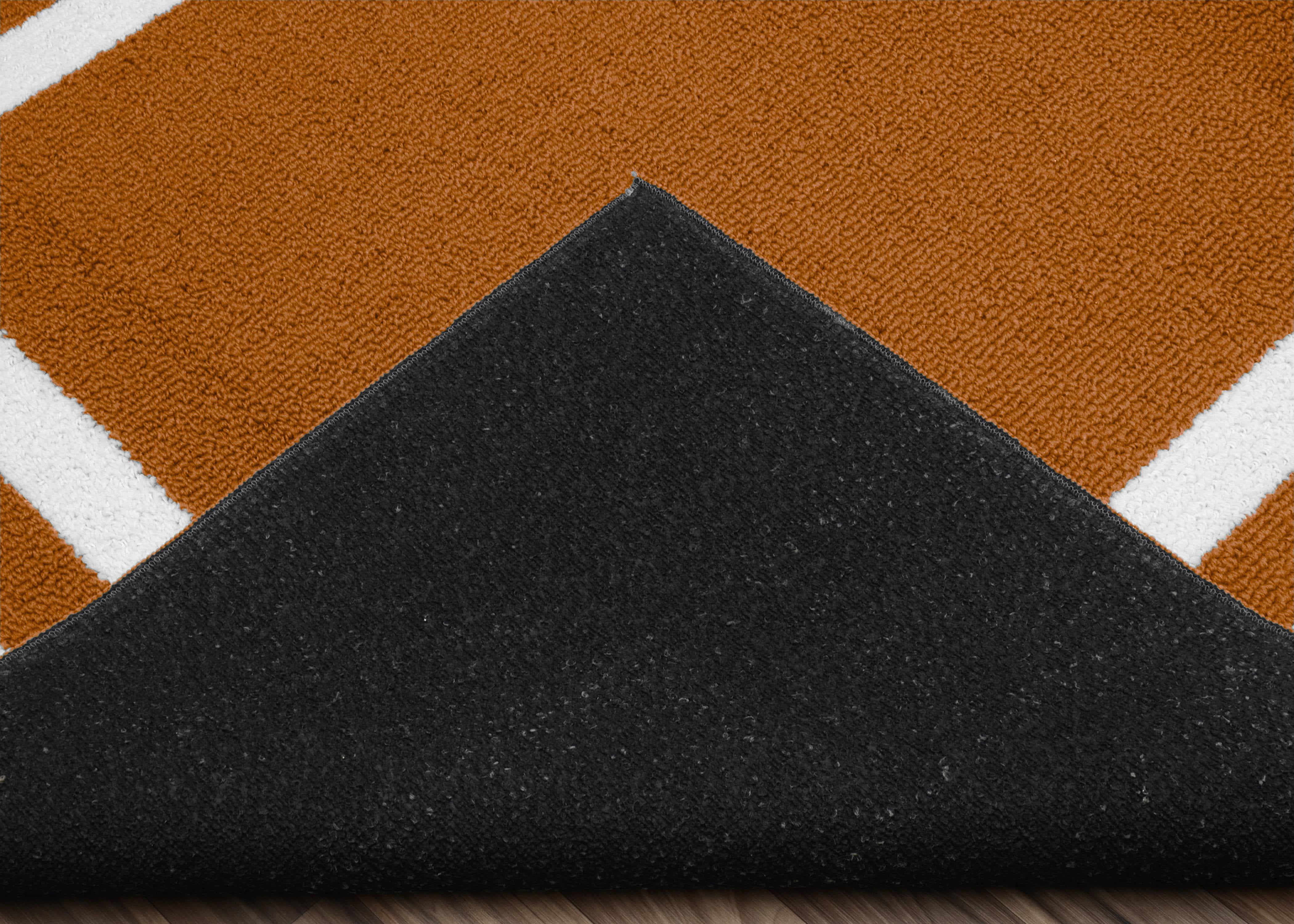 Garland Rug Borderline Polypropylene Orange/White Indoor/Outdoor Runner Rug, 2' x 5'
