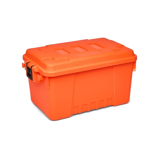 Baúl deportivo Plano, color naranja brillante, caja de almacenamiento con cerradura de 14 galones