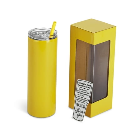 Makerflo 20 Oz Powder Coated Tumbler  Stainless Steel Insulated Tumbler  Yellow  1 Pc