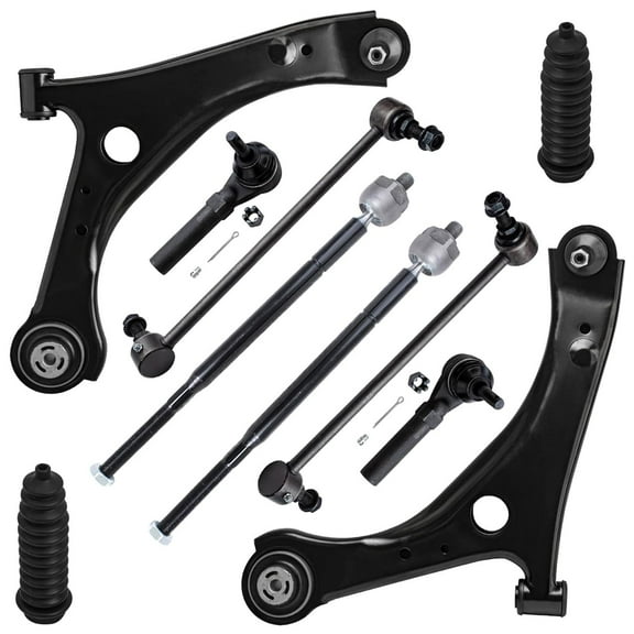 Detroit Axle - Front 10pc Suspension Kit for 2008-2010 Town & Country Dodge Grand Caravan, 2009-2011 VW Routan 2 Lower Control Arms 4 Outer & Inner Tie Rods 2 Sway Bars 2 Boots Replacement