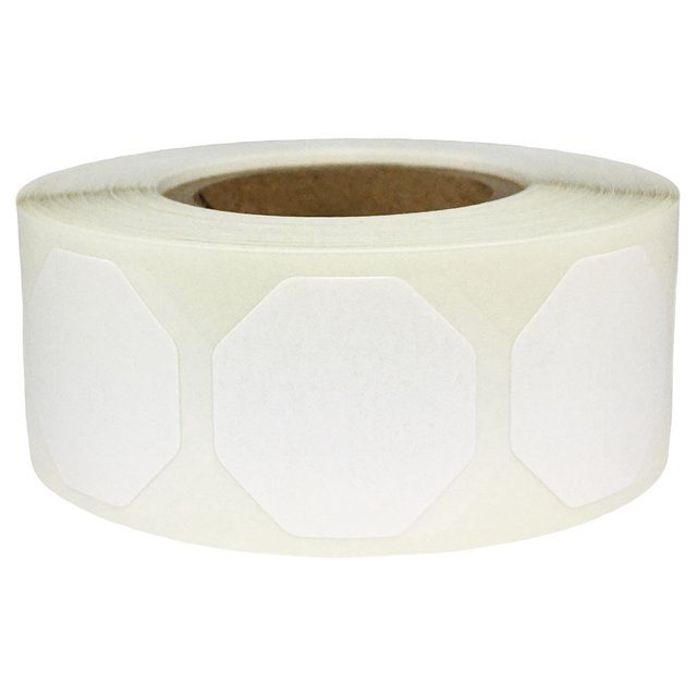 White Octagon Removable Stickers | 0.75" Inch | 500 Pack