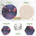 thumbnail image 5 of 6 Pcs Drink Coasters with Holder 3.94in Woven Coasters for Drinks Night Scene and Butterflies Coaster Set for Protection Table, 5 of 7