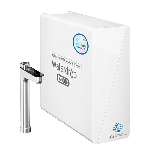 Restored Waterdrop X12-PRO Dual Flow Reverse Osmosis Water Filter, Alkaline Mineral, 1200 GPD Tankless RO System, 11-Stage RO Water Filter, Smart Faucet, BPA Free, Attaches to Your Existing Kitchen Faucet (Refurbished)