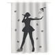 thumbnail image 2 of Cortina de Baño Impermeable Juana Gallo con Diseño de Silueta Cantante Blanca, 2 of 7