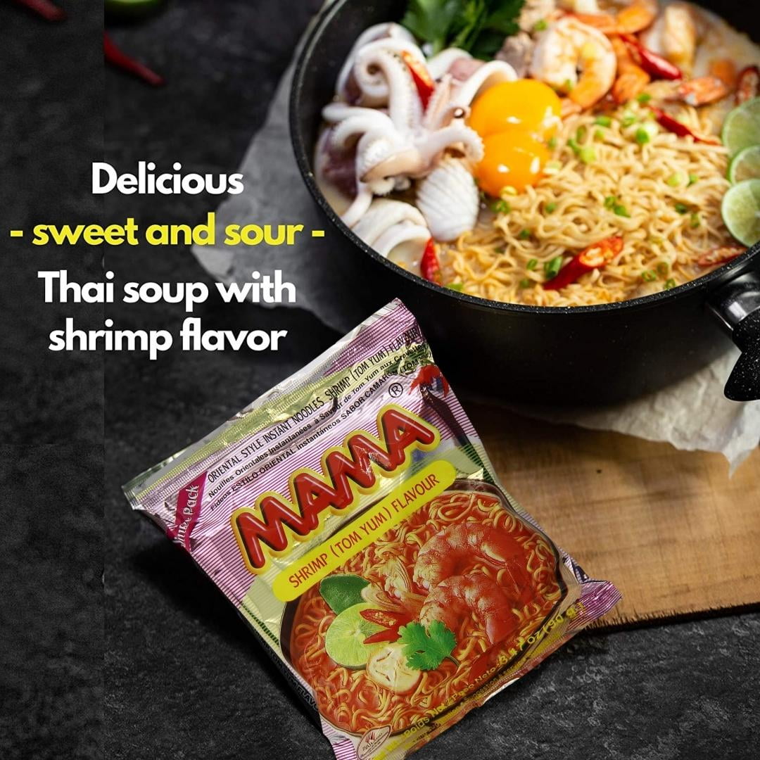 MAMA Noodles SHRIMP TOM YUM Instant Cup of Noodles w/Delicious Thai  Flavors, Hot & Spicy Noodles With Shrimp Tom Yum Soup Base, No Trans Fat  w/Fewer