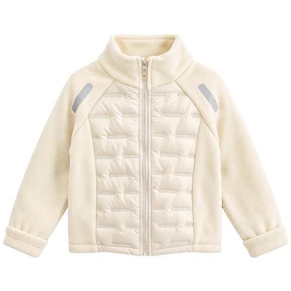 Zpanxa Girls Fleece Jacket Spliced Quilted Jacket Sleeves Stand Collar Zip Up Warm Outerwear