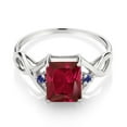 thumbnail image 2 of Gem Stone King 2.84 Ct Red Created Ruby Blue Created Sapphire 925 Sterling Silver Ring (Size 5), 2 of 5