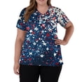 thumbnail image 3 of Plus Size Scrub Tops for Women V Neck Short Sleeve Nursing Uniforms Patriotic Shirt 4th Of July Tee Tops, 3 of 5