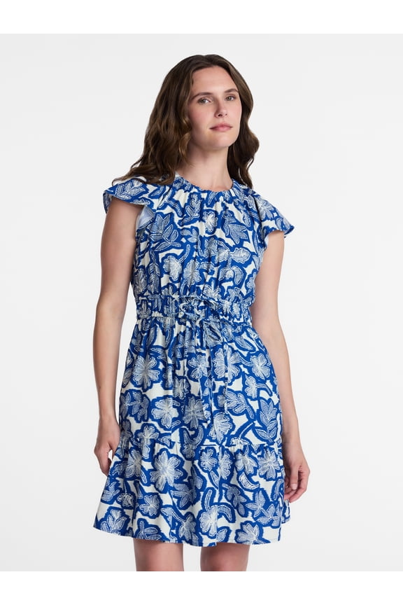 Women's Crewneck Mini Dress with Pockets, Sizes XS-3XL