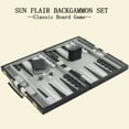 thumbnail image 5 of Sun Flair Backgammon Set Leatherette 11 inch, Folding Classic Board Game, Smart Tactics Premium Best Strategy, Tip Guide Enclosed, Black 135S-3, 5 of 6