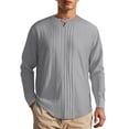 thumbnail image 5 of LIUJUNSHOP European Style Round Neck Long Sleeve Linen Blend Casual Sport Shirt for Men Autumn Winter Solid Color Comfortable Loose Fit Light Gray L, 5 of 9