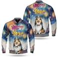 thumbnail image 3 of Happy New Year with Shetland Sheepdog Fireworks Holiday Xmas Winter 2025 All Over Print 3D Baseball Jacket Sheltie Dog Lover Gifts Bomber Jacket Softball - 00025, 3 of 6