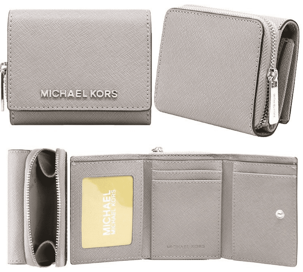 pearl grey michael kors wallet