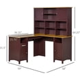 thumbnail image 3 of HOMCOM L-Shaped Computer Desk with Storage Shelves, Home Office Desk with Drawers and Cabinets, Coffee Brown, 3 of 10