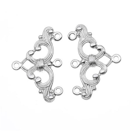 Triple Strand Leather - Silver Plated Ornate Triple Bead Strand Reducer Connector (2)