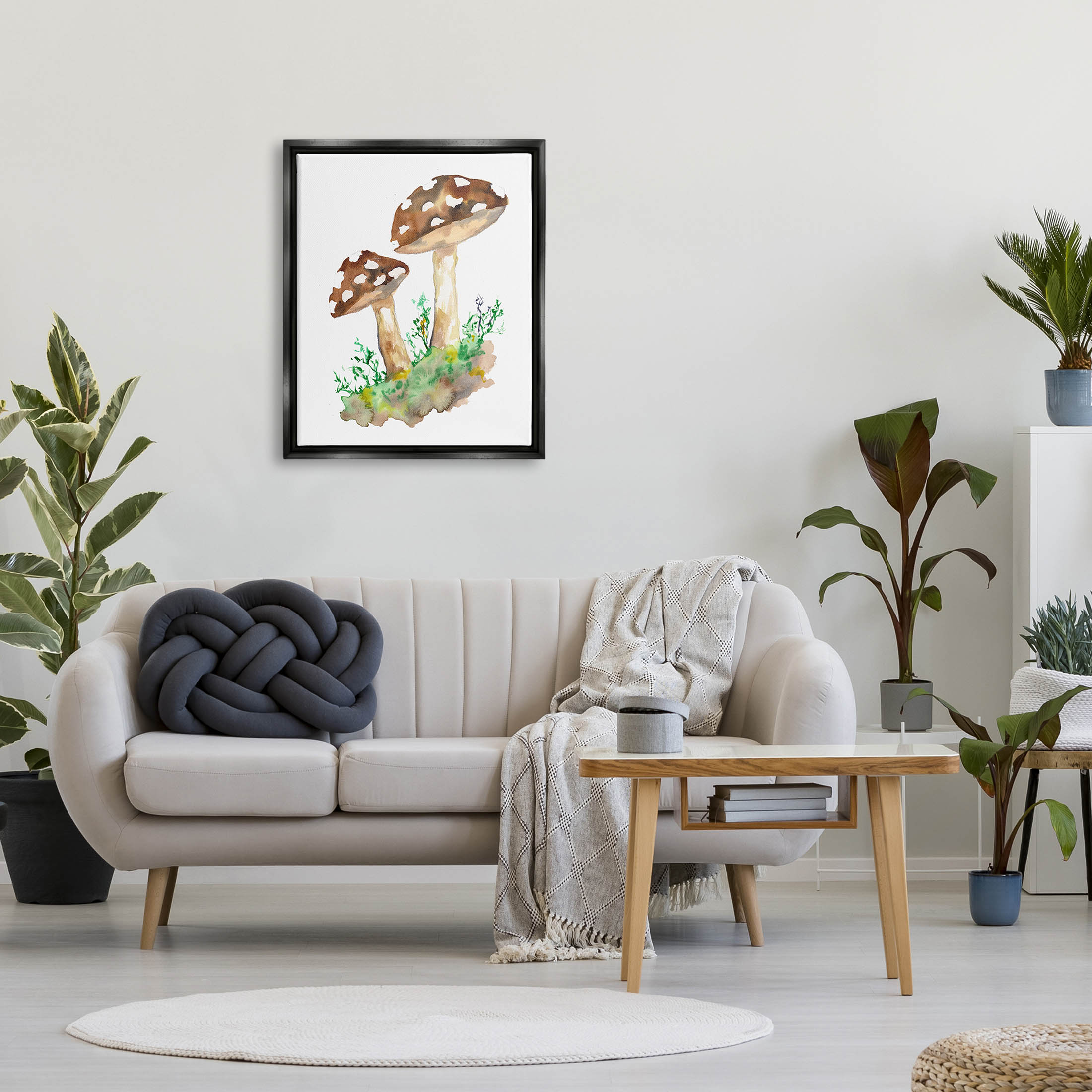 Spotted Mushroom Forest Plant Botanical & Floral Graphic Art Jet Black Framed Art Print Wall Art