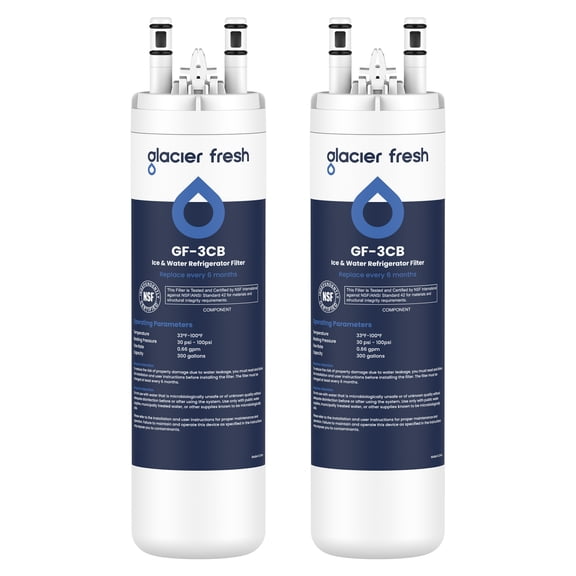 GLACIER FRESH WF3CB Refrigerator Water Filter Replacement for PureSource 3, 706465, WF425, PS3412266, AP4567491, 242017800 Refrigerator Water Filter, Pack of 2