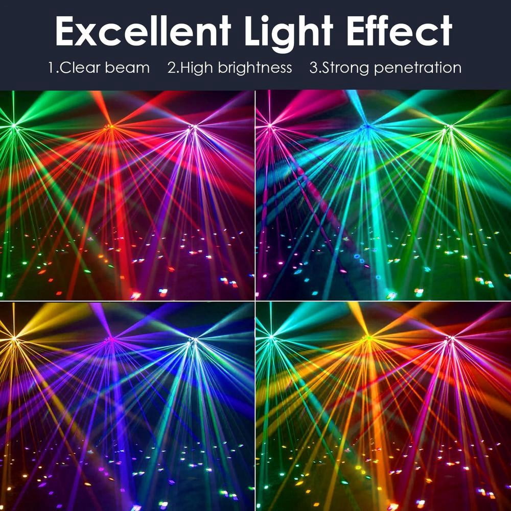 Moving Head DJ Lights, LED RGBW Rotation Disco Light with DMX Auto Control, Stage Lights DJ Lighting Sound Activated Party Lights for Party Disco Club Stage Lighting
