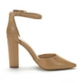 thumbnail image 2 of Dream Pairs Women Ankle Strap Pump Shoes Pointed Toe High Chunky Heel Dress Pump Shoes Coco Nude/Pu Size 6, 2 of 6
