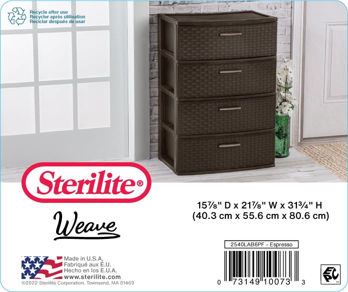 Sterilite 3 Drawer Wide Weave Storage Tower - Espresso, 1 Piece - Foods Co.