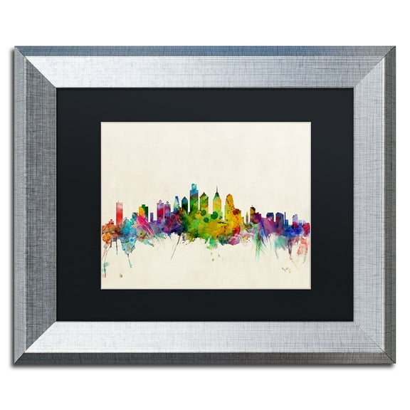 Trademark Fine Art "Philadelphia PA" Canvas Art by Michael Tompsett Black Matte, Silver Frame