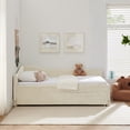 thumbnail image 5 of Twin Size Daybed,Chenille Upholstered Daybed with Pull-Out Trundle & Built-In USB Charging Port,2-in-1 Space Saving Sofa Bed for Guest Room,Small Space,Beige, 5 of 8