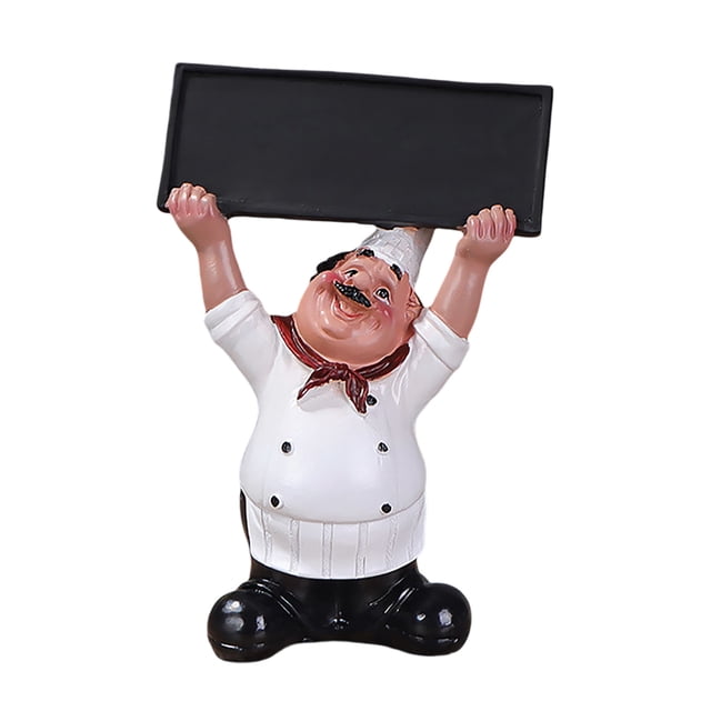 BKER Chef Statue Resin Italian Chef Kitchen Decoration With Welcome Board Decoration Chef Welcome Sign Suitable For Home Bars Restaurants Coffee Shops