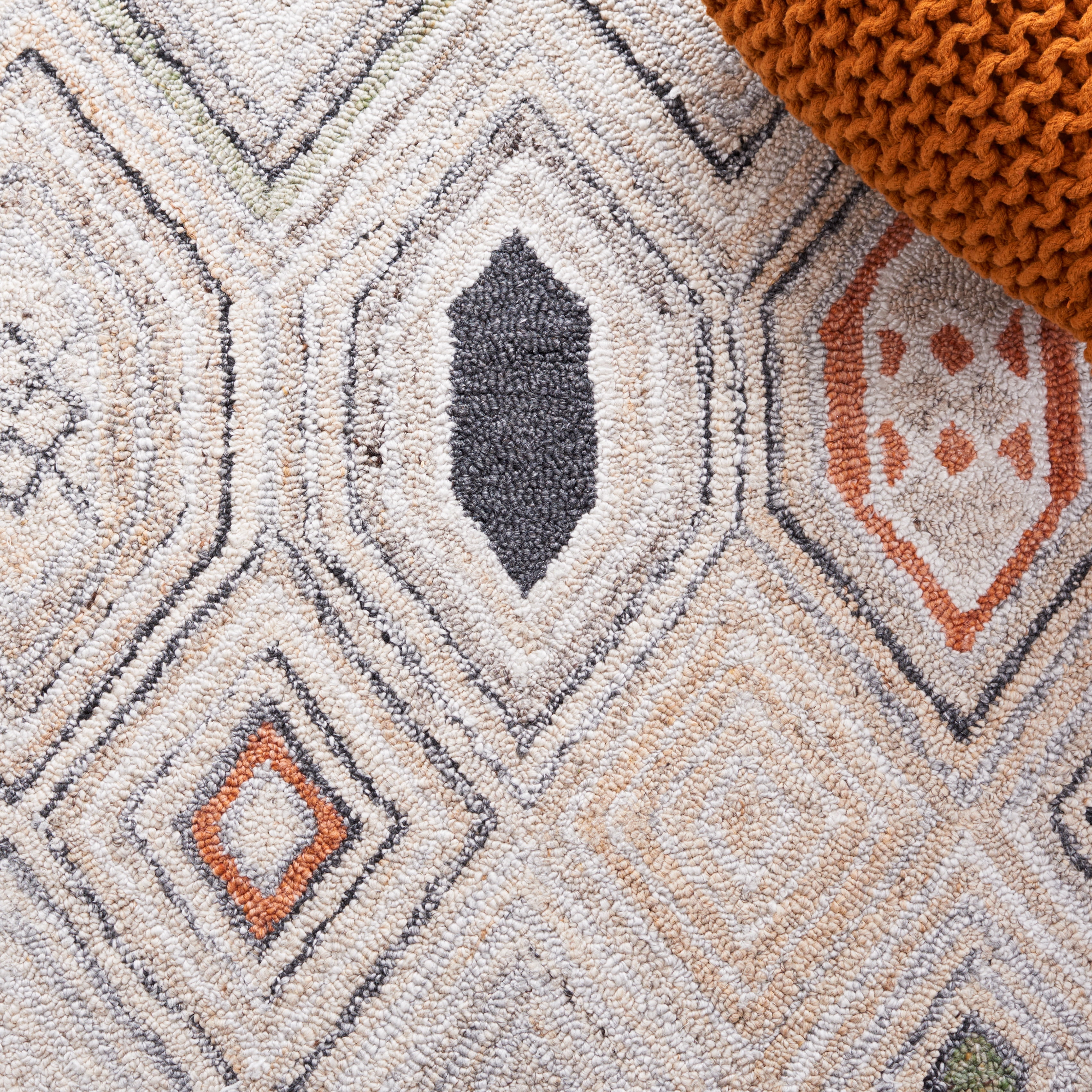 SAFAVIEH Marquee Blake Diamond Polyester Runner Rug, Rust/Grey, 2'3" x 8'
