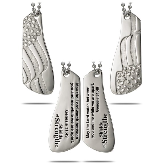 Stainless Steel Genesis 31:49 Split Shield - 2 Part Necklace by Shields of Strength