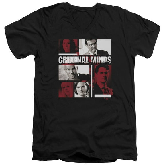 Criminal Minds Character Boxes Adult V-Neck T-Shirt Black